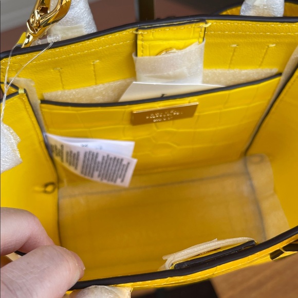Lauren Ralph Lauren Tyler Embossed Croc Leather Lemon Rind Handbag/Crossbody - Picture 7 of 11